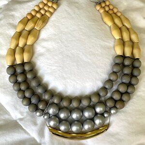 Wood Bead Collar Necklace, History + Industry, O/S